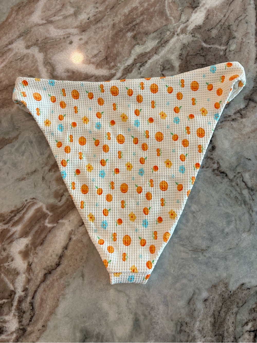 Dippin Daisy Orange Waffle Knit Swimsuit Bikini Bottoms Cheeky High Rise Large - Picture 6 of 9